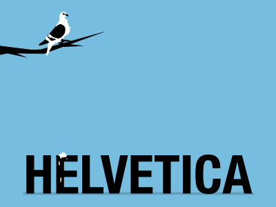 Helvetica gets crapped on. bird illustration