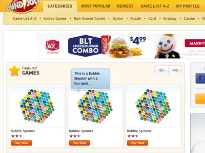 Mindjolt button game module navigation website