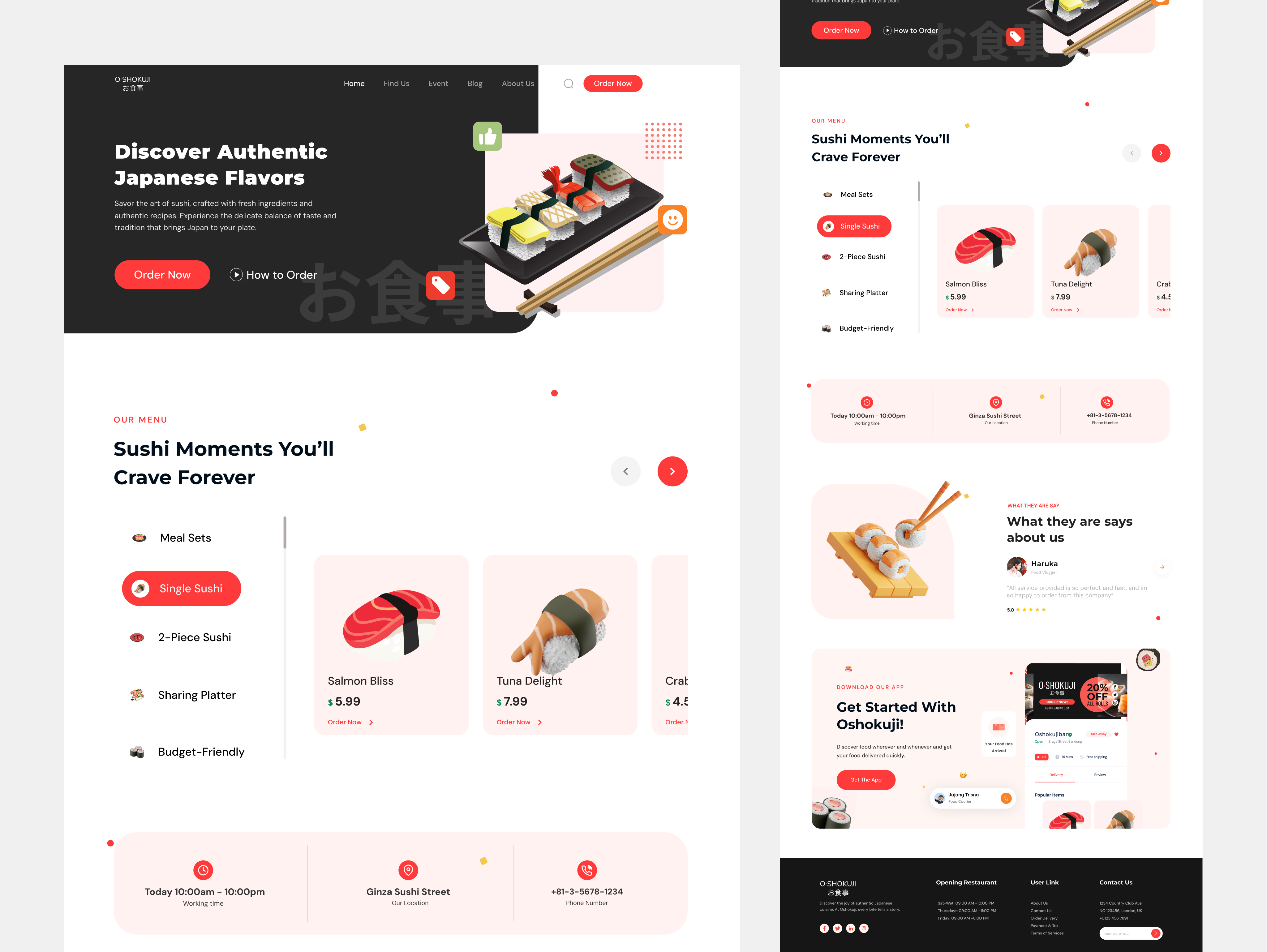 Sushi 🍣 - Food Landing page branding cuisine delicious food food delivery food landing page illustration japan japanese food landing page minimal product design restaurant website sushi sushi web ui ux web web design web ui