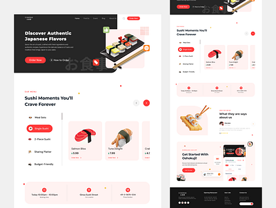 Sushi 🍣 - Food Landing page branding cuisine delicious food food delivery food landing page illustration japan japanese food landing page minimal product design restaurant website sushi sushi web ui ux web web design web ui