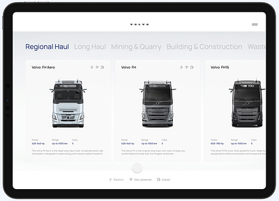 VTB Demo automotive configurator redesign semitrucks truck uiux volvo