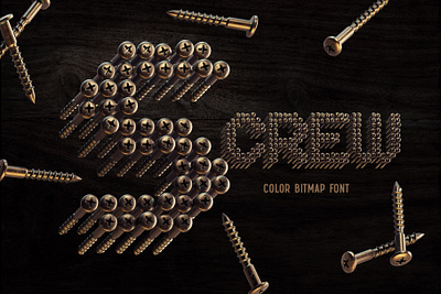 S-CREW — Bitmap Color Font 3d alphabet bolt branding construction design engeneering font illustration lettering screw type typeface typography