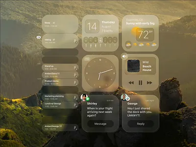 AR Dashboard ai animation ar dashboard ar glasses blurred ui dashboard ios motion graphics music player product design schedule transparent ui ui wangmander weather widgets