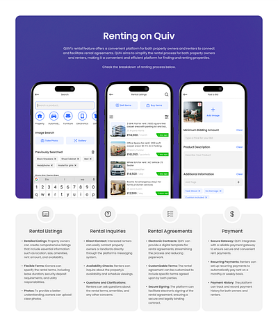 Quiv's Renting Journey add details add item android app buy catalogue categories ecommerce filters ios mobile online product rent retail search page sell ui uiux