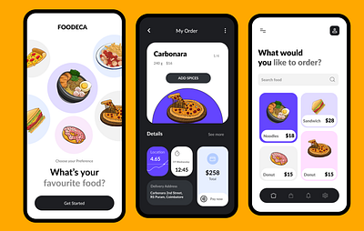 FoodApp food app illustration mobile app mockups ui