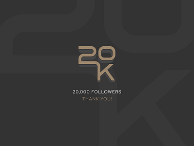 20k Followers 20 20000 20k agrib connected dribbble followers icon iconmark illustration letters logo logomark mark monoline numbers shadow thank you thanks thousand