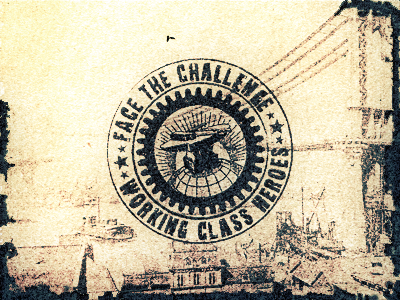 Face The Challenge ... badge brushes grungy lettering retro type typo typography vintage