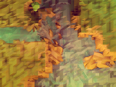 Waterfall [Top View] 3d ao c4d cinema 4d footprint geometry landscape lo poly model polygons render top waterfall