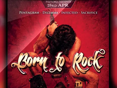 Born To Rock A4 Poster/Flyer -PSD- a4 born to rock brutal darkness death disco dj event guitar hard metal hard rock music party flyer poster psd psd template rock rock concert rock flyer rock party rock poster