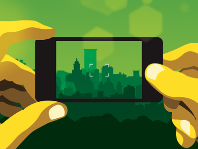Córdoba City Through a Smartphone ad cellphone city córdoba poster vector