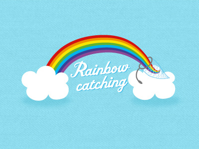 Rainbow catching blue catching clouds logo rainbow sky