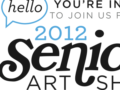 Senior Art Show Invites anderson university cyan design postcard senior type