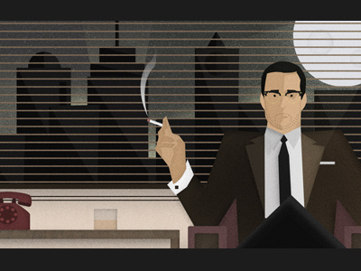 John Draper? buildings fashion glasses illustration mad men moon noise nyc old phone