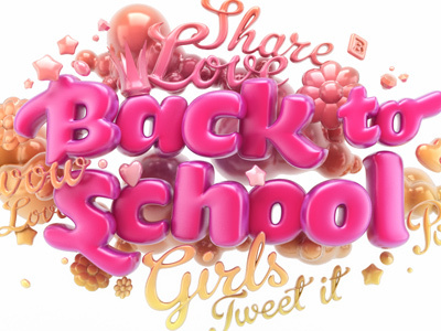 Back 2 School 3d back to school font pavel kulinsky render type typography