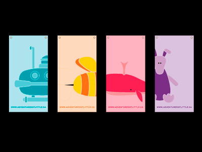 Adventures of Little Banners aardvark banners bee illustration submarine whale