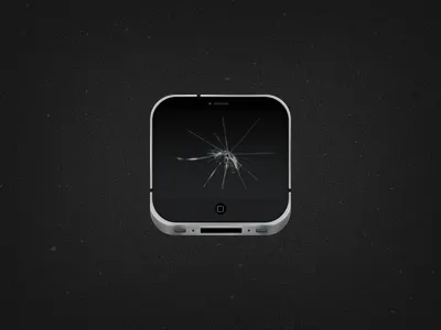 Broken iPhone 4s apple apple icon broken crack cracked dark glass grunge icon ios ios icon iphone iphone icon noise speaker