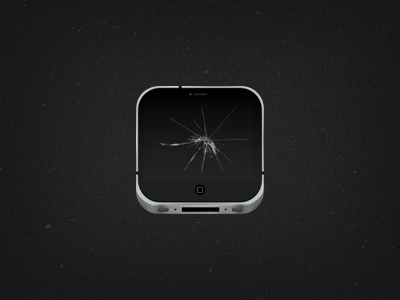 Broken iPhone 4s apple apple icon broken crack cracked dark glass grunge icon ios ios icon iphone iphone icon noise speaker