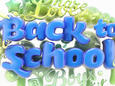Back 2 School. Boys theme 3d back to school font pavel kulinsky render type typography