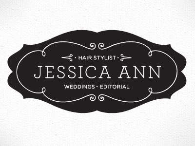 JA Hair Logo black and white editorial hair hair stylist linework logo scissors swirls texture wedding