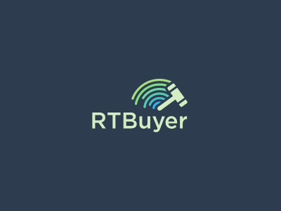 RTBuyer bright colors gavel logo mark rtbuyer speed symbol