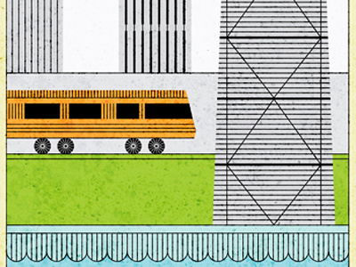 61 buildings lake lines public transportation rail subway track train water