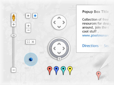 Google Map Ui Kit clean freebie google google marker goole map greey icon light navigation pixelmonarchy pop up psd ui ui kit