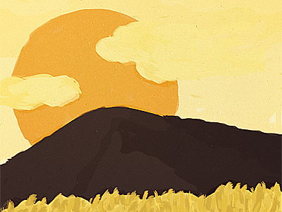 Sunset Painted digital landscape orange painting sunset wheat yellow