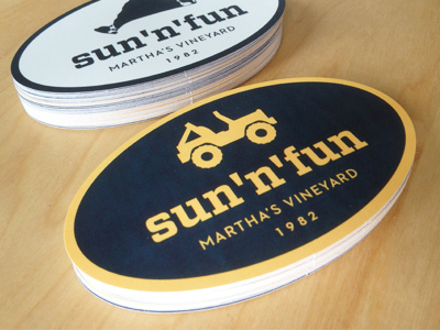 Sun 'n' Fun Stickers branding clean client presents icons island jeep logo marthas vineyard rental simple stickers sun n fun yellow