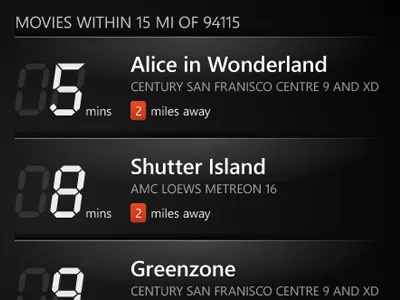 Movies Starting Soon fandango lcd list movies row wp7