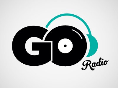 GoRadio Logo branding headphones icon logo music radio record