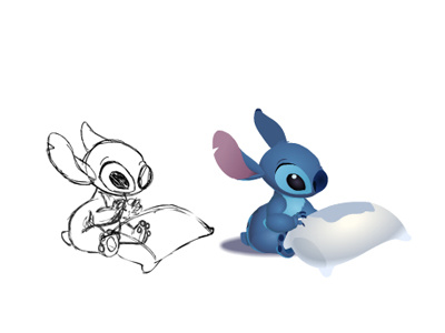 Stitch rough vs. final animation animation web