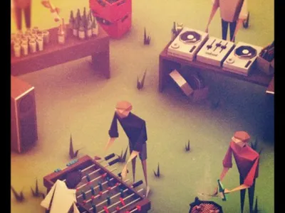 Low Poly party 3d cinema 4d high detail low poly