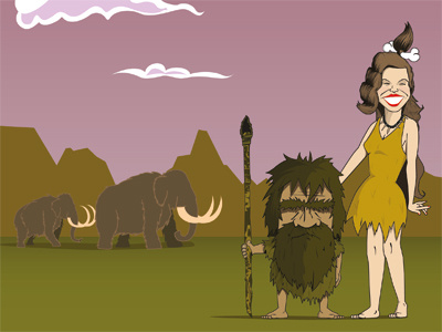 Cave Couple cartoon caveman cavewoman couple female illustration illustrator male mammoth man prehistoric romance vector woman