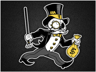 Rich Uncle Scumbag cartoon design illustration skull spoof