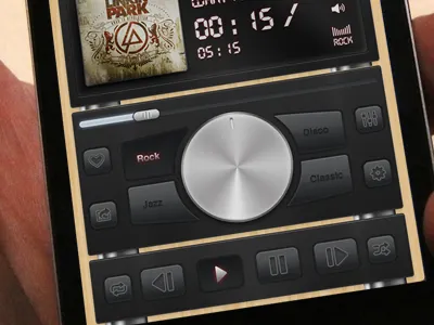 iPlay V2 Mockup black cool dark iphone metal mockup music player ui wood