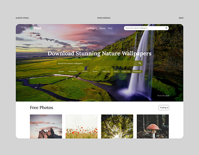 EarthPixel Website Design branding design download earth figma graphic design green lending page logo nature pixel ui ui design ux ux design wallpaper web web design website website design