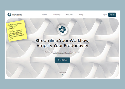 FlowSync Task Management Landing Page app landing page ui ux web design