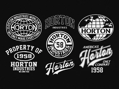 "Design Collection" for Horton Industries badge collection badge design branding design design collection flash sheet graphic design logo no ghost stories vintage badges