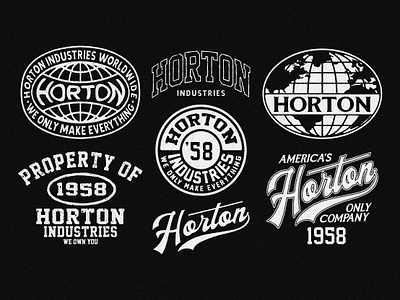 "Design Collection" for Horton Industries badge collection badge design branding design design collection flash sheet graphic design logo no ghost stories vintage badges