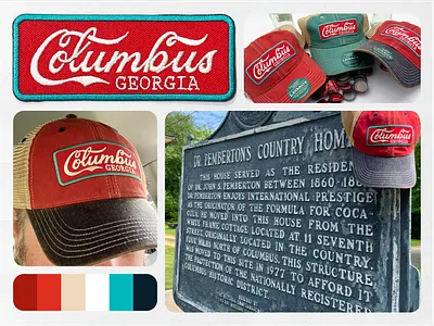 Pemberton's Formula v2 branding coca cola coke columbus ga embroidery graphic design hand lettering league legacy logo patch script trucker hat