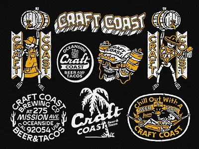 "Oceanside Collection" for Craft Coast badge design badge designer badges beach branding design collection flash sheet graphic design illustration no ghost stories skeleton skeletons skulls vintage badge vintage design