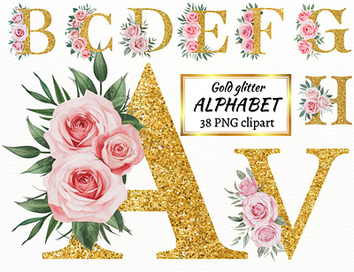 Gold Glitter Alphabet