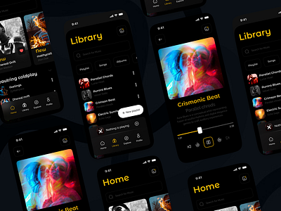 Music app ui app app development artists audio branding clean dark interface library minimalist mobile app mobile application modren music music app song spotify ui uiux ux