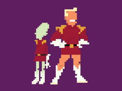 Zap and Kif cartoon futurama illustration pixel art vector