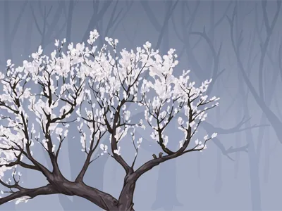 Blossoming drawing flowers illustration spring tree vector