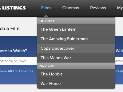 CL Dropdown blue cinema dropdown grey purple ui ux