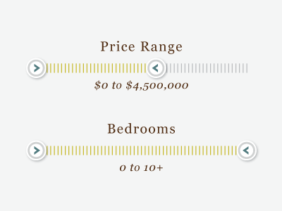 Range Sliders real estate ui