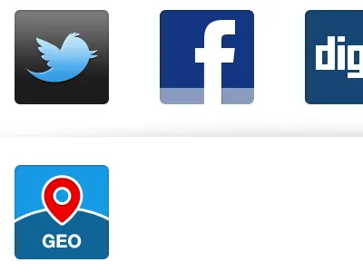 Social & Geo digg facebook geo glyph icon social social media twitter