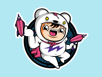 Supapinziboy Sticker charater kawaii raygun sticker