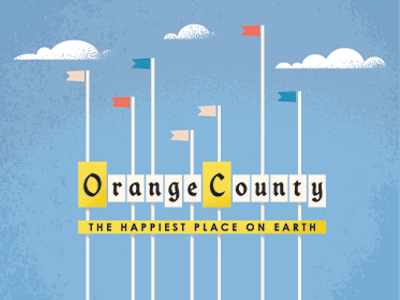 Orange County clouds disney disneyland flag illustration retro sign sky